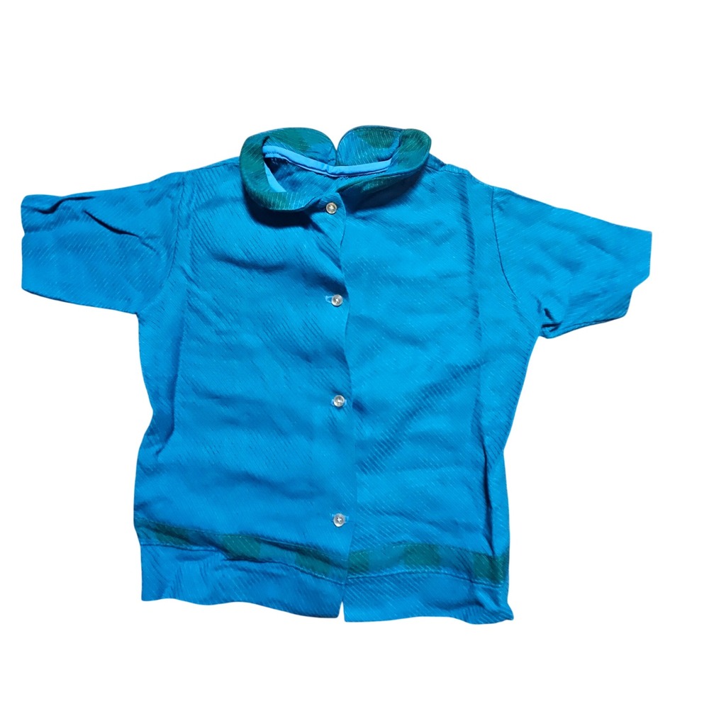 Vintage 80s Fawn Town Togs Textured Button Up Shirt Peter Pan Collar‎ 4 Retro